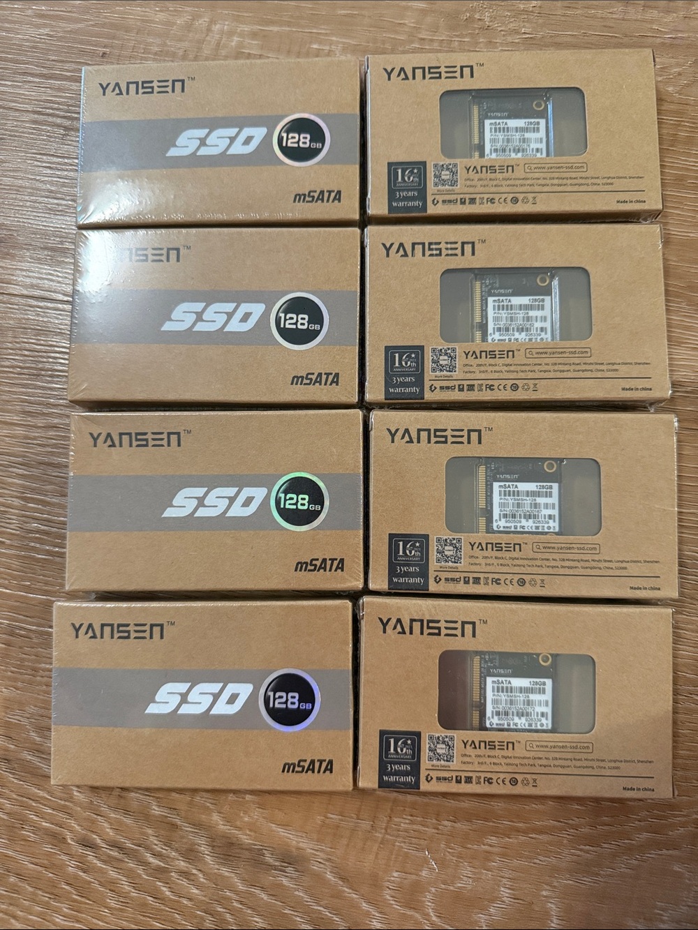 Yansen 128GB mSATA SSD (Set of 8) - Brown Packaging